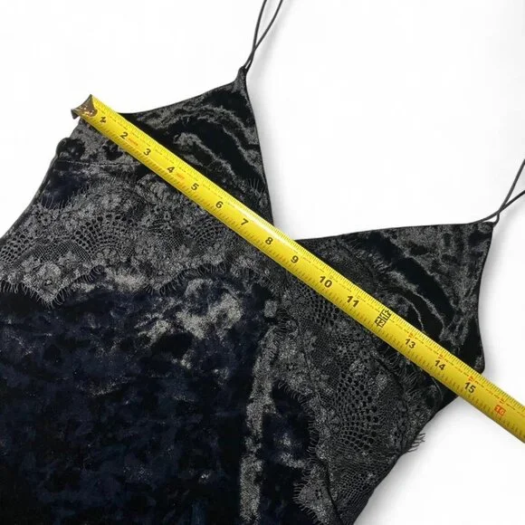 Black Topshop Velvet Lace Slip Dress - Picture 7 of 8